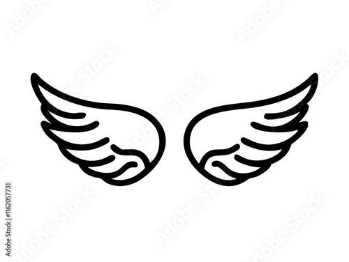 angel wings Line art vector, Simple Outline Design vector icon with white background	