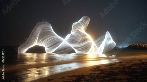 An abstract light trail captured at night using long exposure techniques. photo