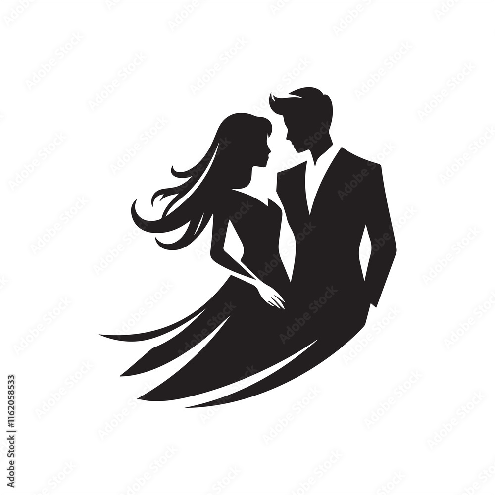 Silhouette of a Couple Icon Logo Vector on White Background Silhouette of a Couple Icon Logo Vector on White Background