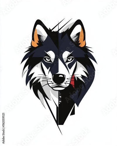 Stylized wolf illustration with sharp features. photo