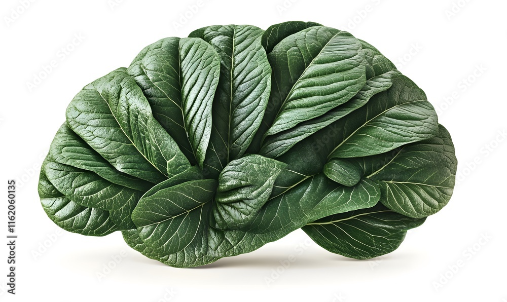 Fototapeta premium Green leaves arranged in brain shape. (1)