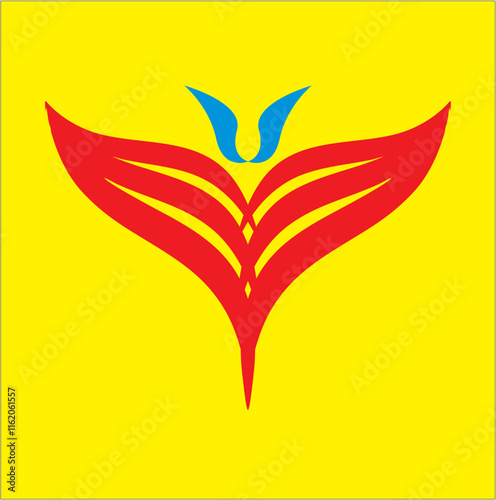 Free Download Pharmaceutical Logo Design – Blue and Red Cup-Shaped Logo with Yellow Background for Healthcare, Medicine, and Pharmacy Branding - GFXLoad