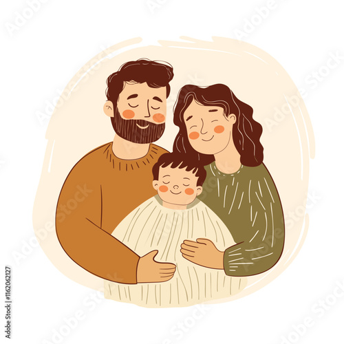Loving Family Embrace Illustration. Perfect for family and parenting themes.