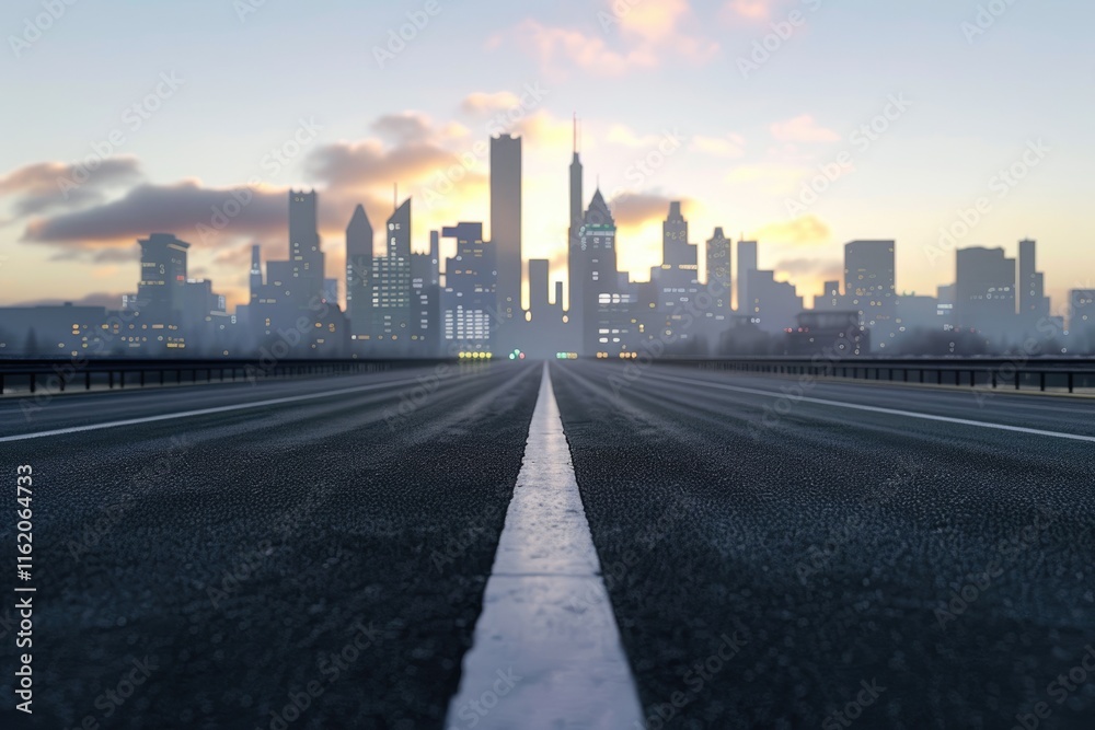 Asphalt road and modern city Asphalt road and modern city