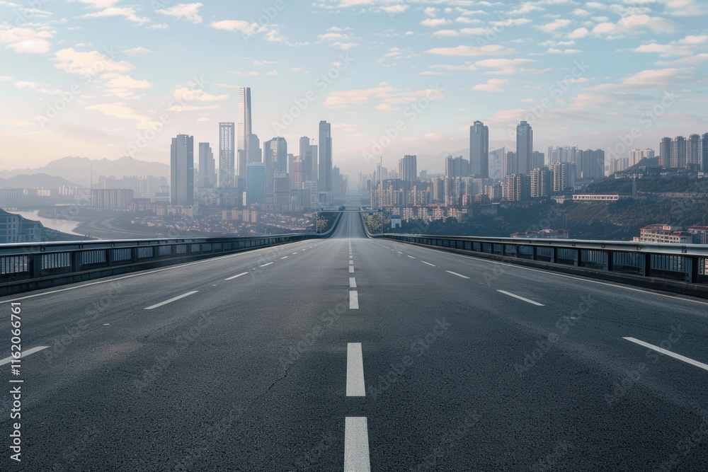 Fototapeta premium empty highway with cityscape of chongqing China