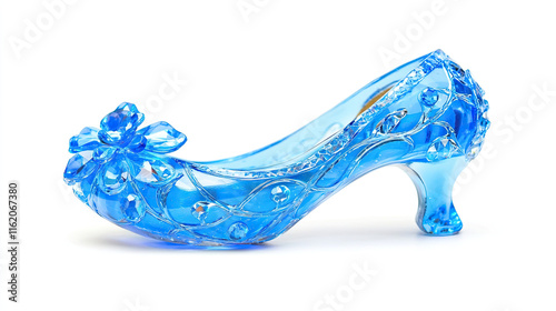 Princess Glass Slipper Isolated on White Background, Elegant and Sparkling Design, Magical and Enchanting Footwear, Perfect for Fairy Tale and Fantasy Themes, Classic Cinderella-Inspired Style photo