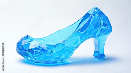 Princess Glass Slipper Isolated on White Background, Elegant and Sparkling Design, Magical and Enchanting Footwear, Perfect for Fairy Tale and Fantasy Themes, Classic Cinderella-Inspired Style photo