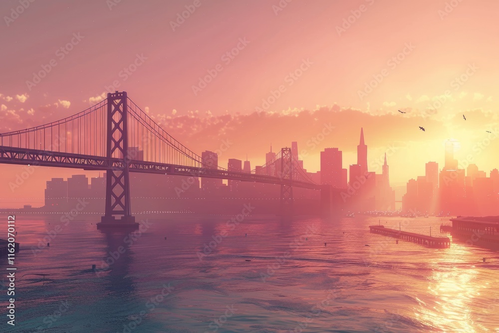 San Francisco skyline retro view. America spirit California theme. USA background. San Francisco skyline retro view. America spirit California theme. USA background.