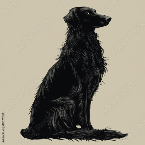 Stylized illustration of a black dog profile.