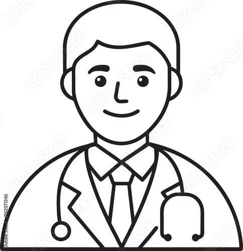 medical doctor icon vector line art.