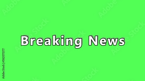 Breaking news text animation on a green background