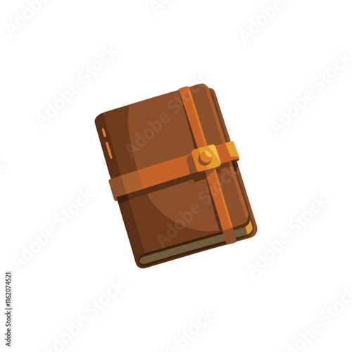 Brown Travelers Notebook Leather Cover isolated flat vector illustration on white background.