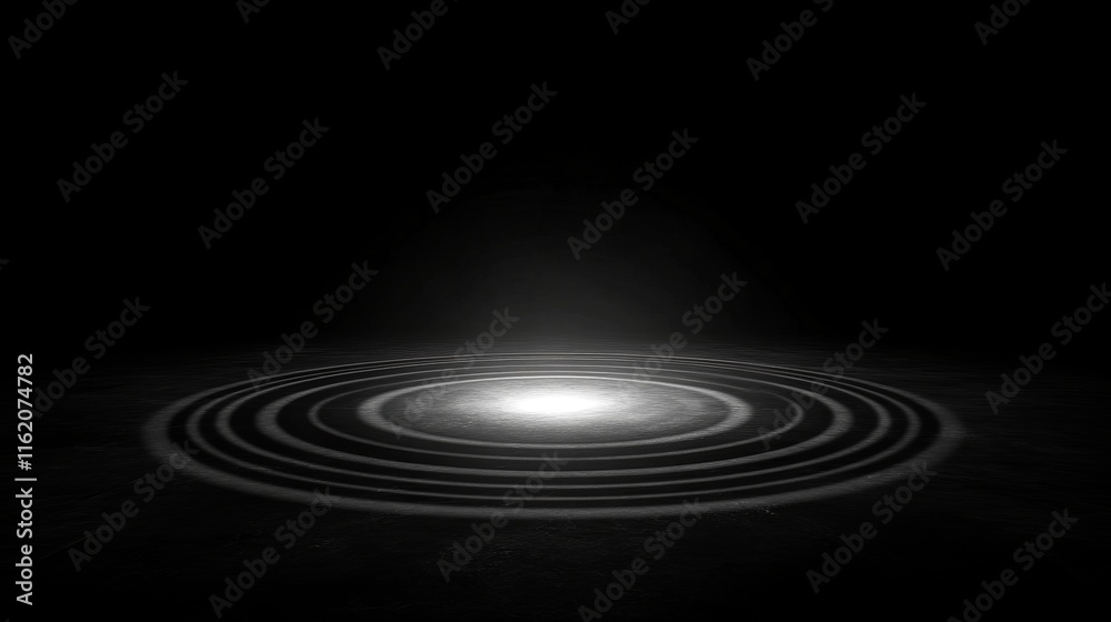 Dark Circular Light Pattern on Black Surface Dark Circular Light Pattern on Black Surface
