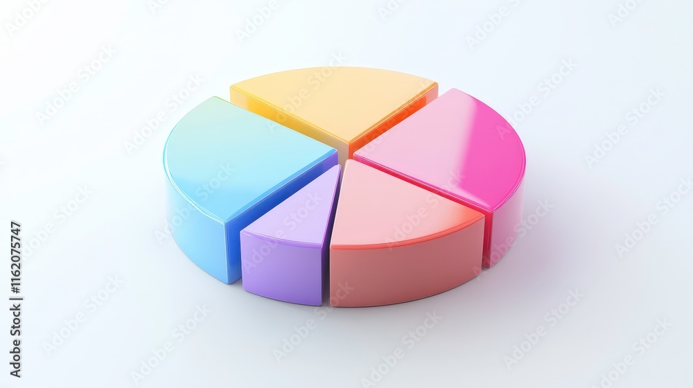 A colorful pie chart divided into five segments, representing data visualization for analysis or presentation purposes. A colorful pie chart divided into five segments, representing data visualization for analysis or presentation purposes.