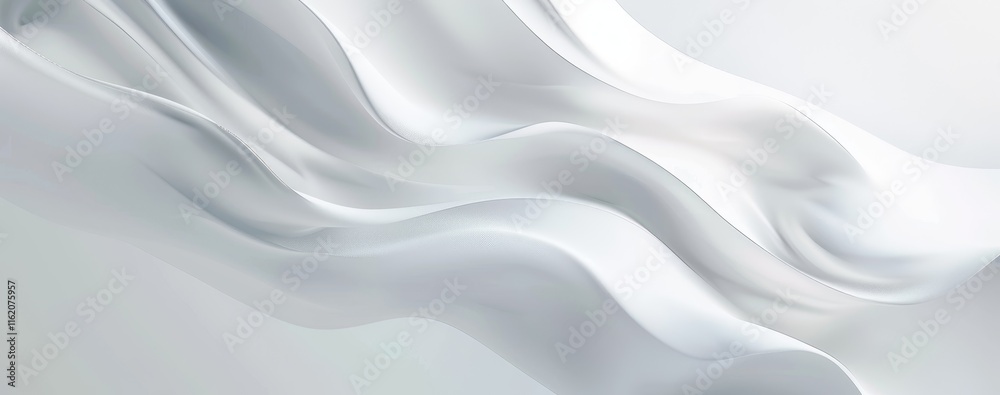 Obraz premium Abstract white fabric waves, elegant soft folds, flowing silk texture.