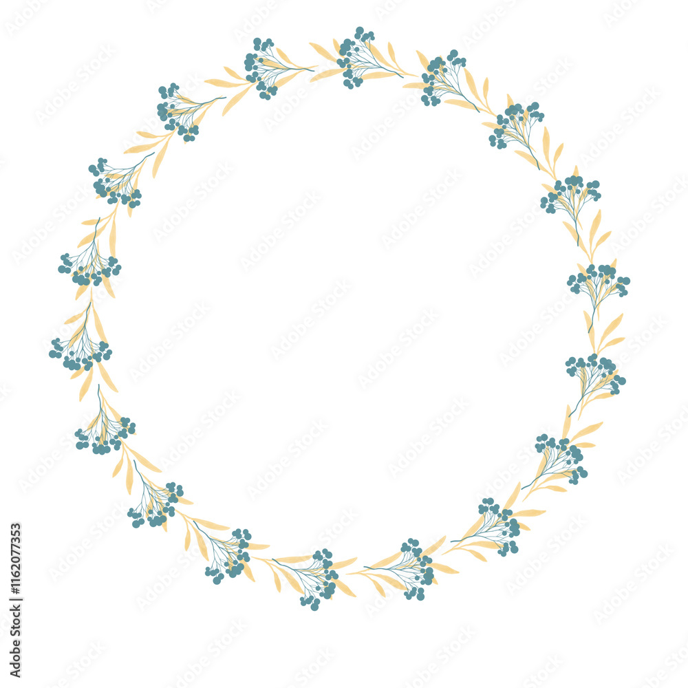 Obraz premium Flower wreath with flowers and leaves