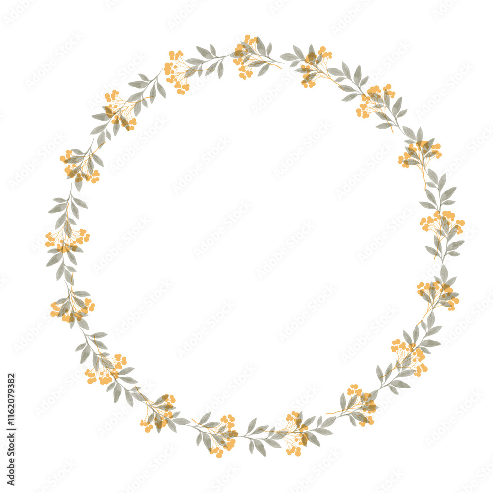 Obraz premium Flower wreath with flowers and leaves