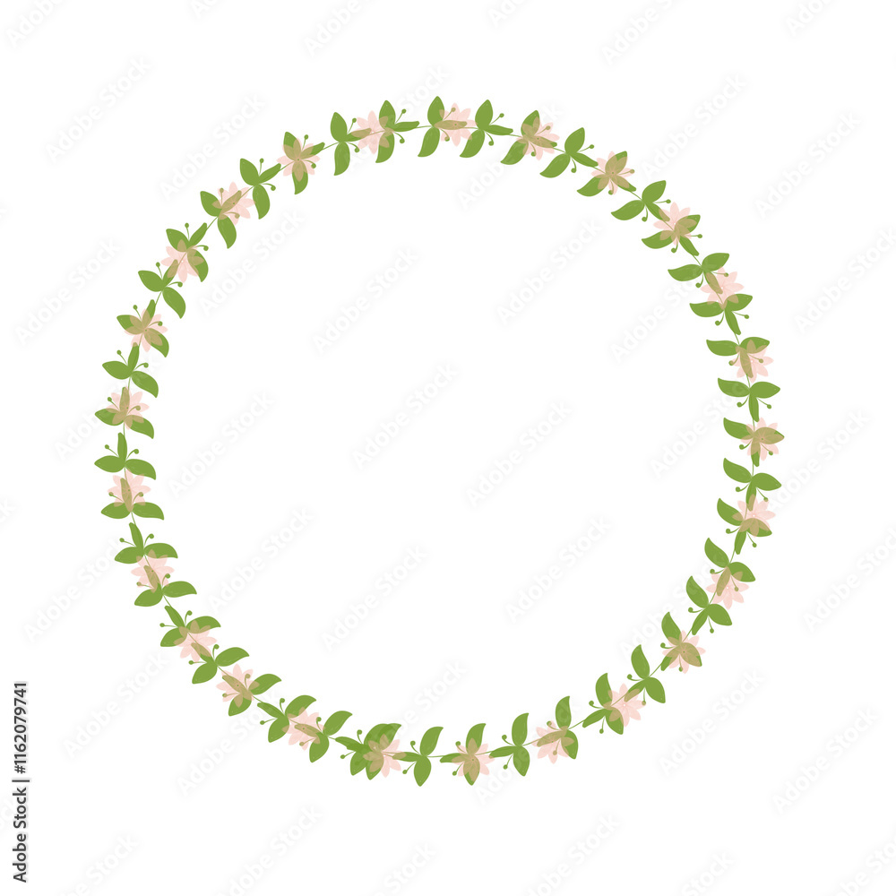 Flower wreath with flowers and leaves Flower wreath with flowers and leaves