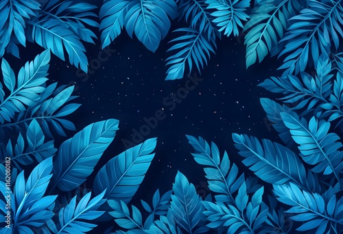 blue background with leaf 