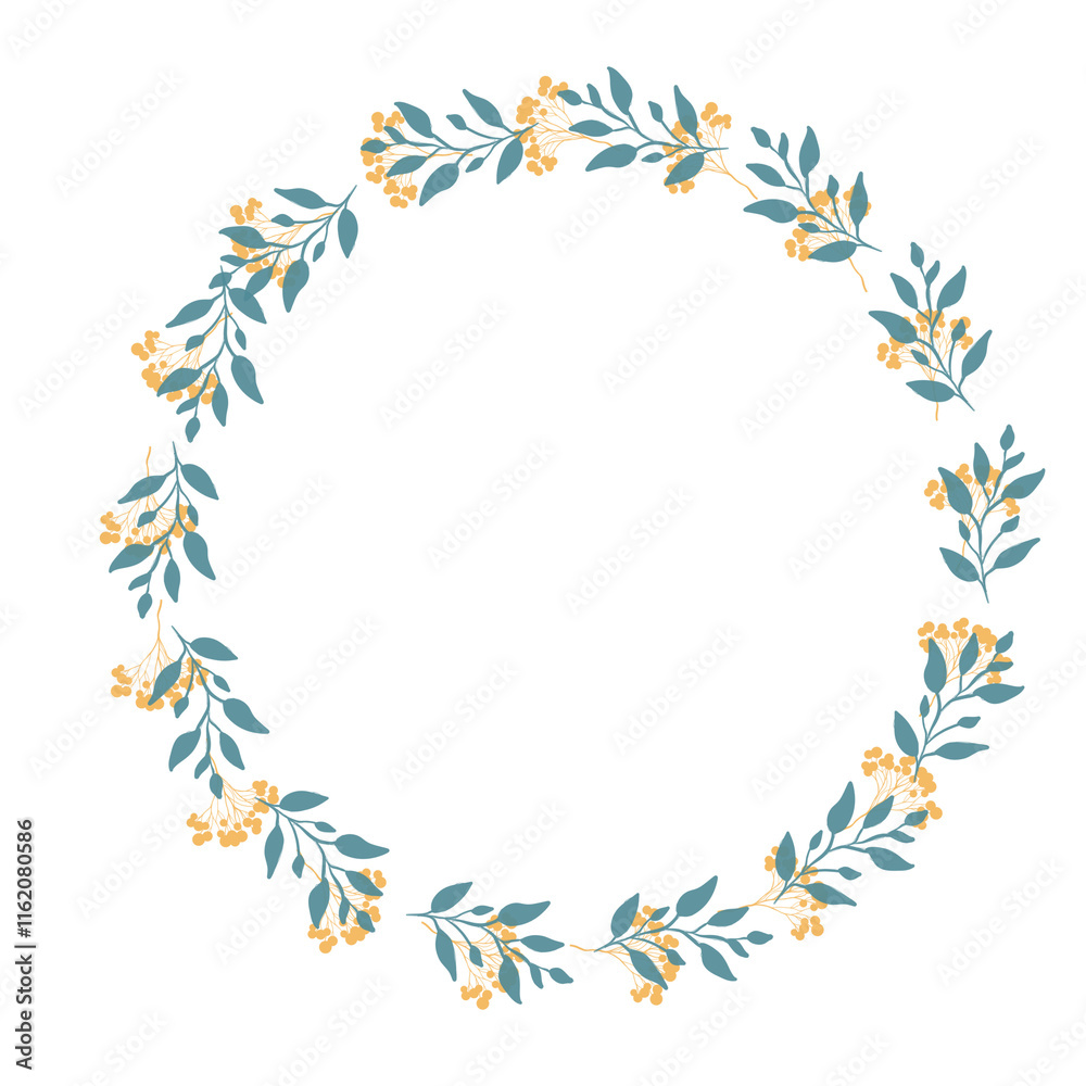 Fototapeta premium Flower wreath with flowers and leaves
