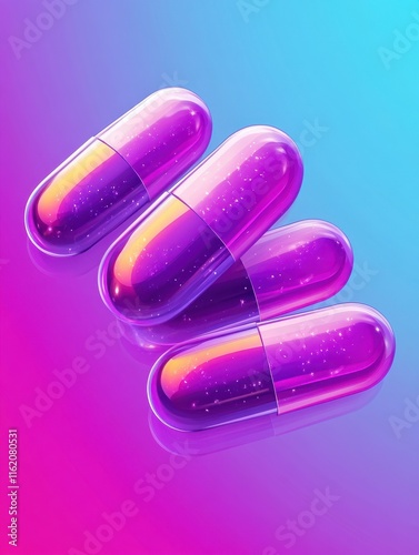 Pharmaceutical drug products manufactured from biological sources. Biopharmacology products, biological medical product, natural pharmacy concept. Bright vibrant violet vector isolated illustration photo