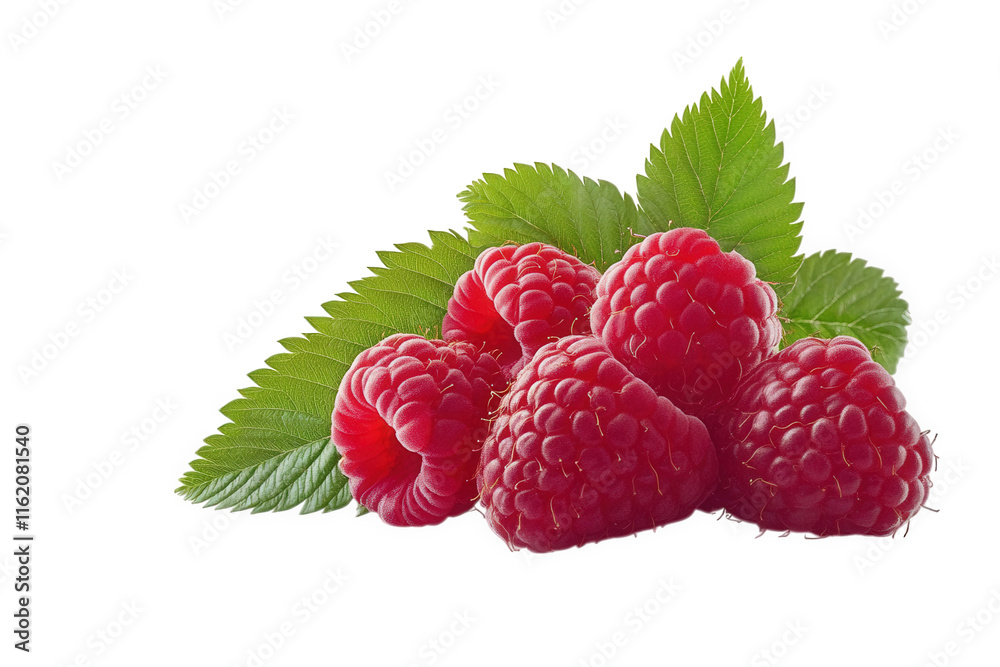 a group of fresh. ripe raspberries with green leaves. isolated on a transparent background a group of fresh. ripe raspberries with green leaves. isolated on a transparent background