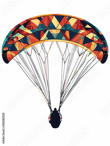 Isolated minimalist design of paragliding adventure. T-shirt design. Clothing design template