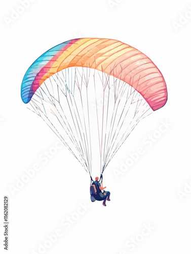 Isolated minimalist design of paragliding adventure. T-shirt design. Clothing design template