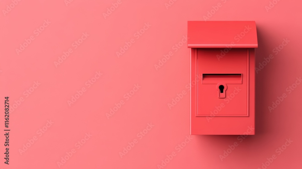 Red Postal Mailbox Over pink Studio Background. Red Postal Mailbox Over pink Studio Background.