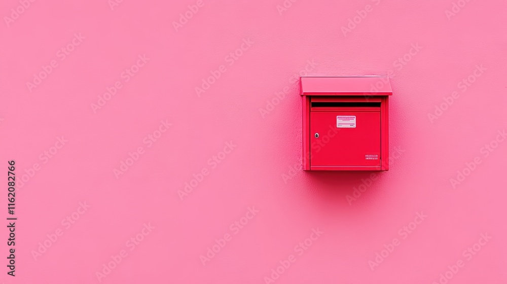 Red Postal Mailbox Over pink Studio Background. Red Postal Mailbox Over pink Studio Background.