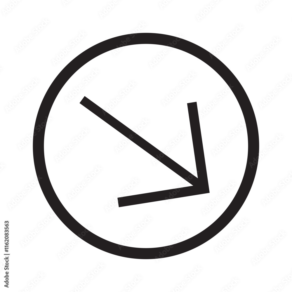 Arrow pointing down and left inside a circle, symbolizing download or return action. Arrow pointing down and left inside a circle, symbolizing download or return action.