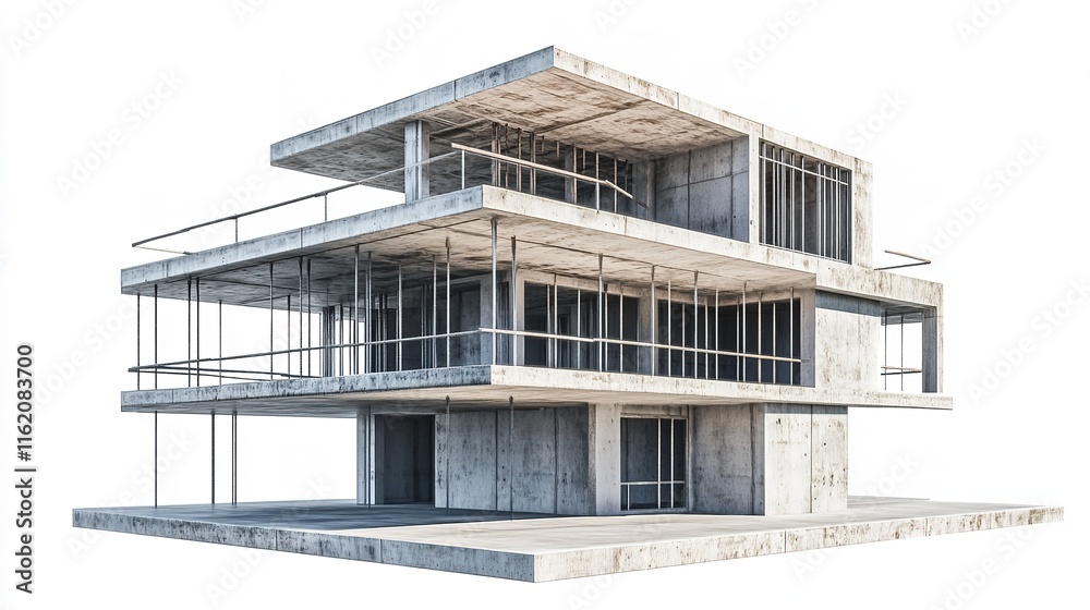 Concrete Building Under Construction 3D Illustration Concrete Building Under Construction 3D Illustration