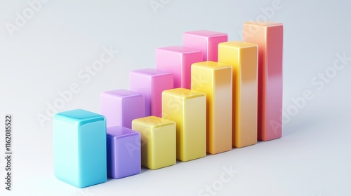 A 3D bar graph displaying data with varying heights and pastel colors, representing growth or trends in a visually appealing manner. Free Download A 3D bar graph displaying data with varying heights and pastel colors, representing growth or trends in a visually appealing manner. - GFXLoad