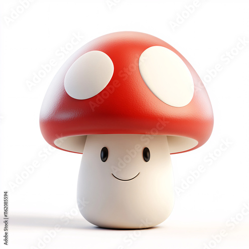 Charming cartoon power-up mushroom digital art playful design soft pastel colors whimsical style delightful character