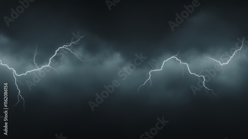 Dramatic Night Sky with Striking Lightning Bolts