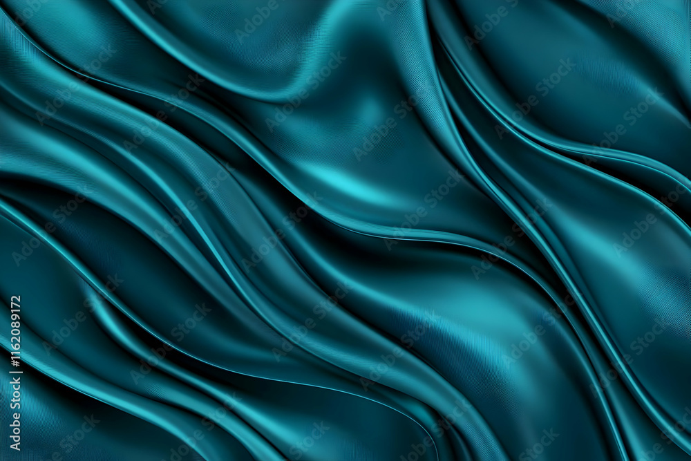 Fototapeta premium Teal Silk Drape Abstract 3D Background