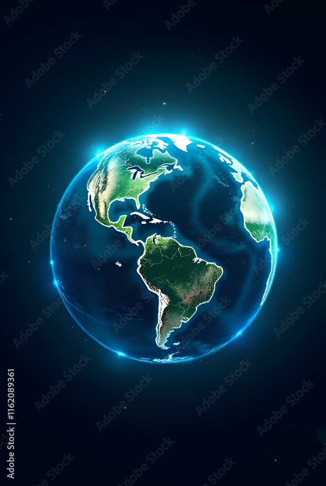 Fototapeta premium Global Planet Earth 3D Illustration: A Comprehensive View of Our World