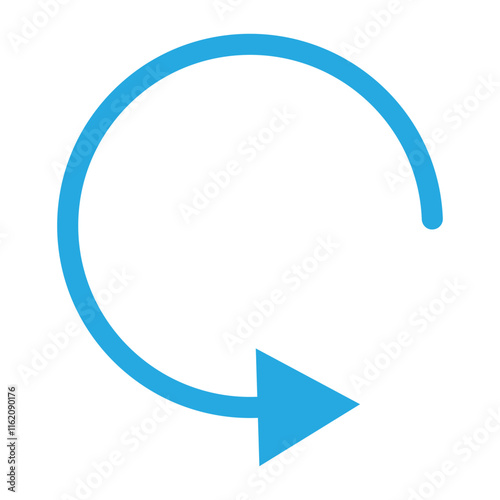 Blue reload arrow in circular motion.