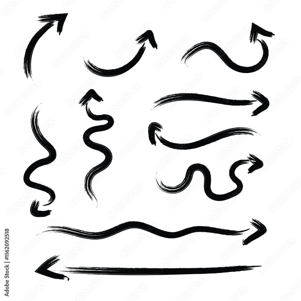 Obraz premium Grunge arrow set brush. Grunge arrow paint vector