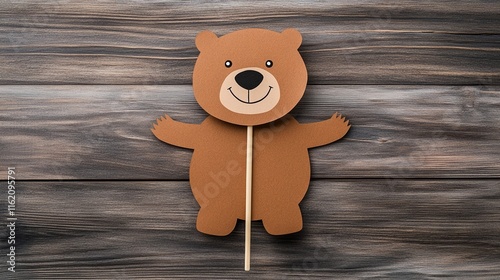 Groundhog Day paper plate craft where kids cut and color a groundhog on a stick, making it pop up and down through a hole in the plate, playful and interactive 