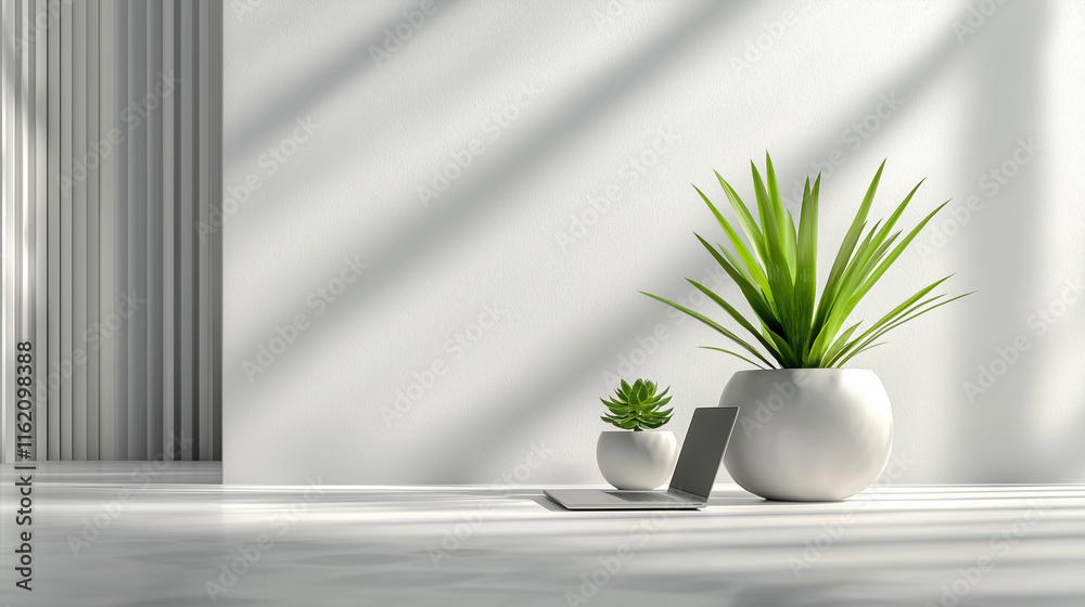 Minimalist Modern Workspace with Natural Lighting and Clean Design Minimalist Modern Workspace with Natural Lighting and Clean Design