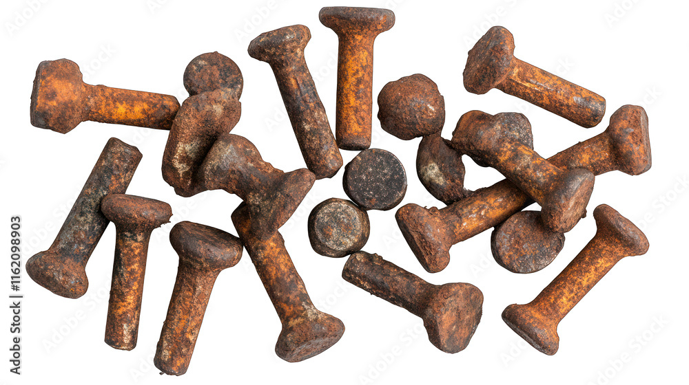 Rusty nails on a PNG transparent background Rusty nails on a PNG transparent background