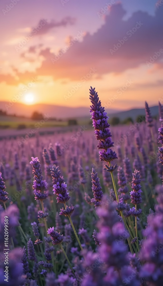 Obraz premium lavender field at sunset