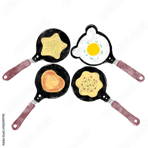 fried eggs in a frying pan