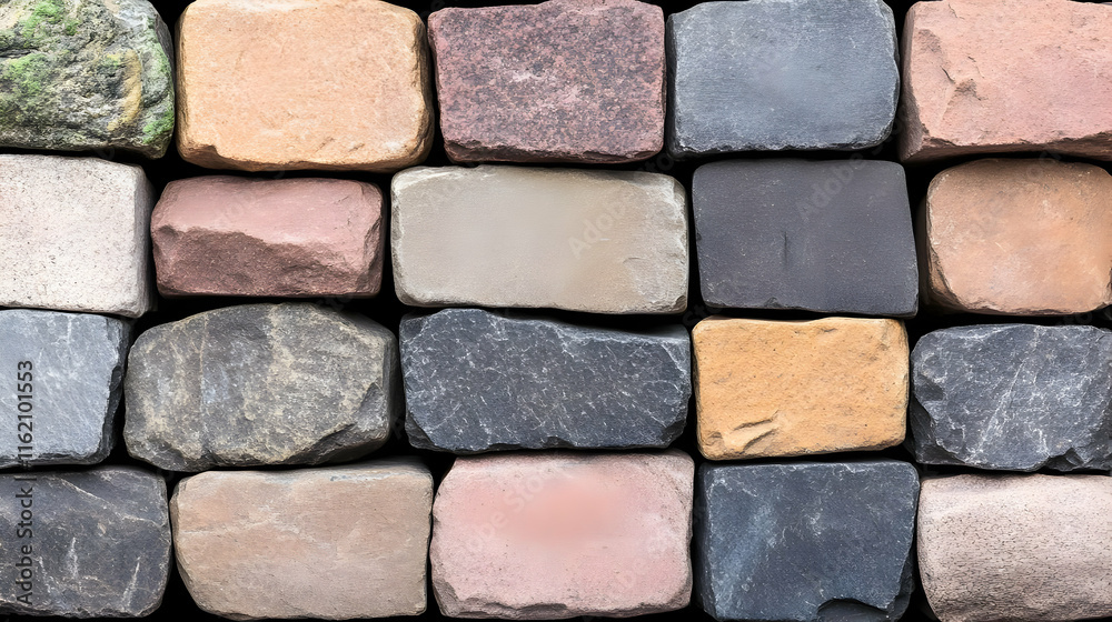 Fototapeta premium Colorful Stone Blocks Background Texture