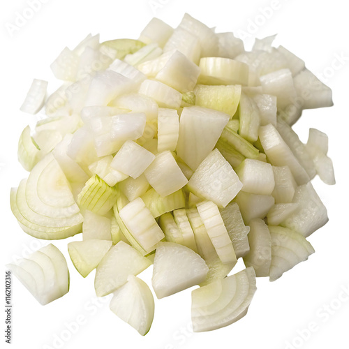 chopped white onions isolated
