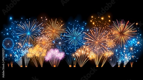 Festive Fireworks Display A Nighttime Spectacle