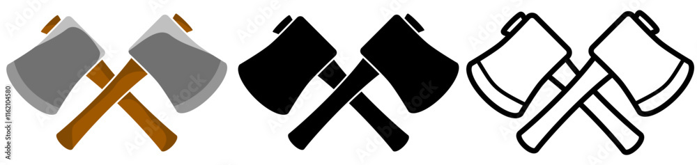 crossed ax icon, simple flat style, illustration, logo sign symbol pictogram template, for ui or ux isolated on white for mobile app, editable crossed ax icon, simple flat style, illustration, logo sign symbol pictogram template, for ui or ux isolated on white for mobile app, editable