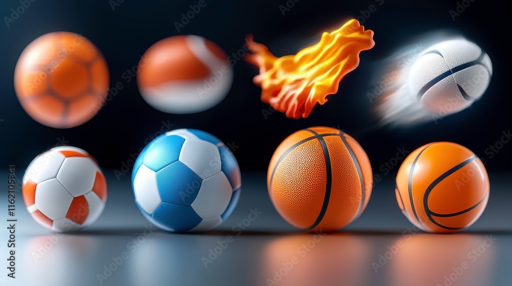 Fototapeta premium Dynamic Sports Logos Showcase Global Arena Graphic Collection Vibrant Atmosphere Close-Up View Iconic Designs