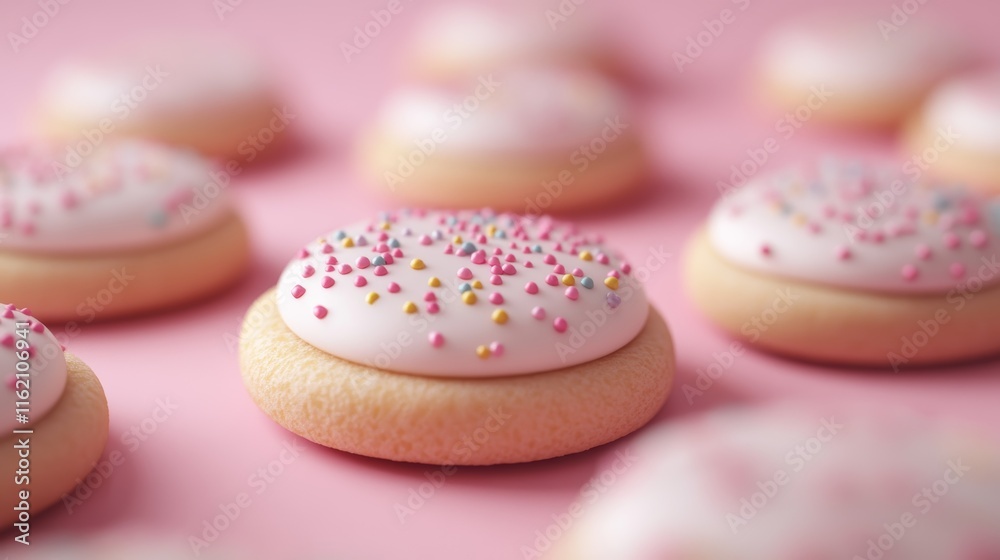 Sweet Delights: A Close-Up of Pink Sugar Cookies Sweet Delights: A Close-Up of Pink Sugar Cookies